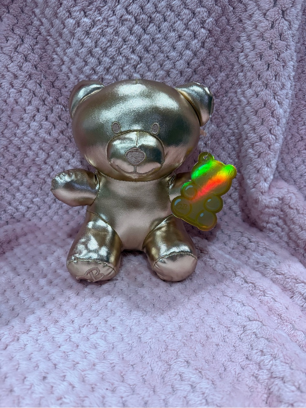 Gold Plush Bear Soft Toy for Kids - Shiny Metallic Bear NWT